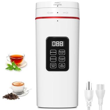 Imagem de Chaleira elétrica de viagem portátil de aço inoxidável 304 com visor de LED, temperatura ajustável, sem BPA, mini chaleira com trava infantil, pequena caldeira de água quente, desligamento automático