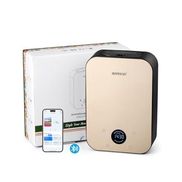 Imagem de Difusor de óleo sem água – Difusor de óleo essencial puro com controle de aplicativo – 150 ml Cobertura para aromaterapia eficaz em casa/escritório/hotel (preto dourado)