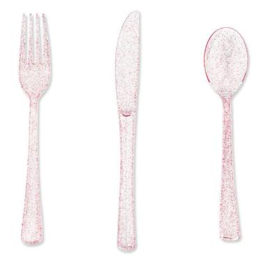 Imagem de Conjunto de talheres de plástico hapray Rose Gold 180 unidades (60 gar