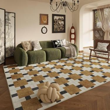 Imagem de Tapete de pelúcia para decoração de sala de estar em estilo retrô, tapete grande para quarto, grosso, lavável, para sala de estar, macio e fofo (200x300 cm/D)