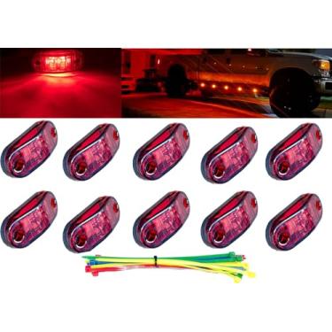 Imagem de Aokzeeo 10 peças ovais vermelhas 6 polegadas 4 diodos Trailer Side Marker Lights Truck clearance marcador lateral luzes led trailer à prova d'água
