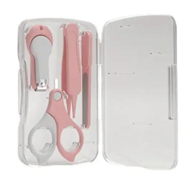 Imagem de Kit de manicure infantil com 4 peças, ferramenta de cuidados com as unhas, segura para crianças, cortador de unhas portátil com caixa para aparar unhas de segurança