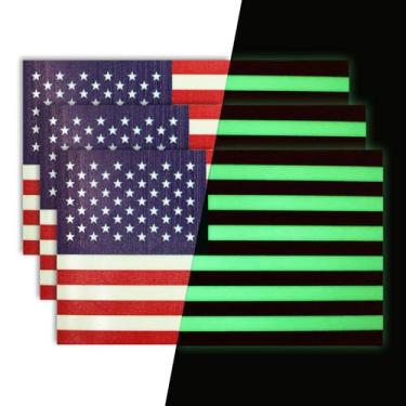 Imagem de LOHASTOUR Adesivos de bandeira americana que brilham no escuro – pacote com 3, 12 x 7 cm – decalques duráveis para veículos e itens pessoais, para-choques de carro/caminhão/motocicleta/capacete/laptop