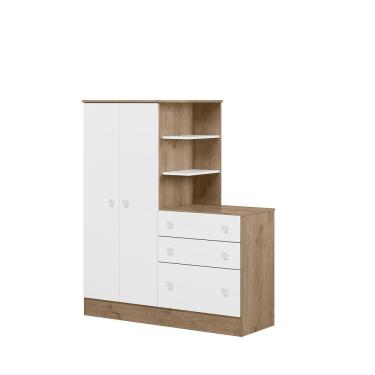 Imagem de Guarda Roupa Conjugado Cômoda Infantil 2 Portas E 3 Gavetas Carvalho