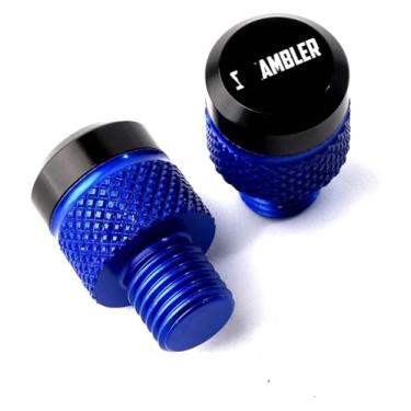 Imagem de BYYINGSUS Mototcycle Peças Modificadas M10*1,25 Parafusos de Bujões de Orifício Espelho Capa Decorativa Compatível com Scrambler 800 1100 800 Trenó Deserto 2017-2022 (Azul, 10MM-A)