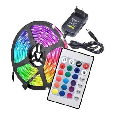 Imagem de Fita LED RGB 5M 16 cores 12v 5050 Com Controle e Fonte - Genérico