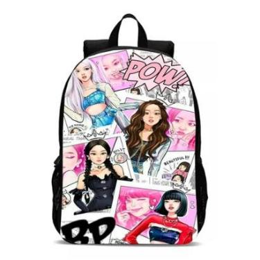 Imagem de Mochila Black Pink Personagens Desenhadas Bolsa Menina Banda K-pop Novidade-Unissex