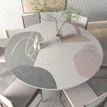 Imagem de Almofada De Mesa Redonda Grande De Couro Pu, Tapete Protetor De Mesa à Prova D'água Fácil De Limpar Para Decoração De Mesa De Café De Jantar Em Casa, F, 100cm(39in)