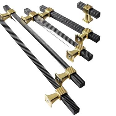 Imagem de CXYFQUUK Puxadores de porta de móveis de liga de zinco ouro preto puxadores de armário de cozinha puxadores de gaveta puxadores de porta de guarda-roupa ferragens de móveis 2 peças (puxador dourado