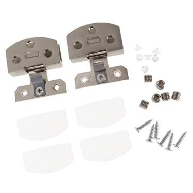 Imagem de Dobradiça de porta de vidro, braçadeira de banheiro, 2 peças de alta qualificação 20 kg sobreposição flexível de fechamento de cozinha armário de vidro hardware amortecimento de som, prata, dobradiça