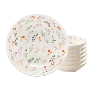 Imagem de Jogo de Pratos Fundo Kit 6pcs Cerâmica 20,5cm Oxford Unni Jardim Secre