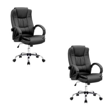 Imagem de Kit 2 Cadeiras Escritório Presidente Giratória Estofada material sinté