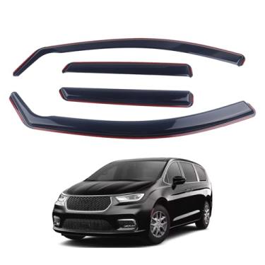 Imagem de SAOKNCE 4 peças de proteção de chuva extra duráveis no canal adequado para Chrysler Pacifica 2017 2018 2019 2021 2022 2023 2024 2025 Chrysler Pacifica, defletores de janela, viseiras de janela (preto