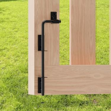 Imagem de Haste de queda de portão de cana de 30,5 cm, trava quadrada para uso pesado, parafusos de cana para portões de cercas de metal e vinil de madeira (acabamento preto, 1 pacote)
