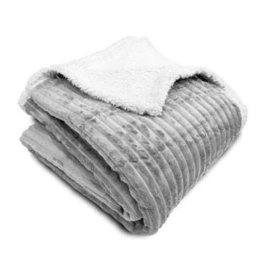 Imagem de Cobertor Boreal Liso Sherpa Cinza Casal 180X220cm - Home Design