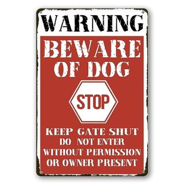 Imagem de Beware Of Dog Signs For Fence Do Not Enter Dog Sign Funny Dog Metal Tin Signs For Property Metal Dogs On Premises Placa Outdoor Dog Yard Sign 20 x 30 cm