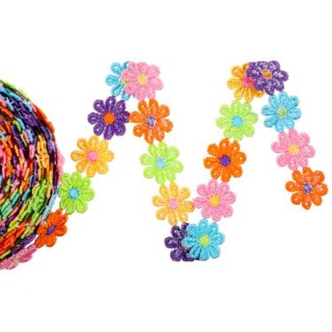 Imagem de 1 fita de margarida bordada, fitas de costura de renda floral, faixa de renda colorida, fita de patchwork feita à mão, suprimentos de costura para apliques, costura, roupas, decoração, artesanato