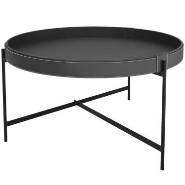 Imagem de Mesa De Centro Decorativo Sala De Estar 70 Cm Industrial Sintético Preto P06 Aura