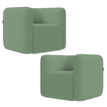 Imagem de Poltrona Para Sala De Estar Decorativa Kit Com 2 Maggie K04 Bouclê Verde - Mpozenato