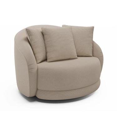 Imagem de Poltrona Decorativa Giratória Para Sala 122cm Kaly M22 Linho Cru - Mpozenato