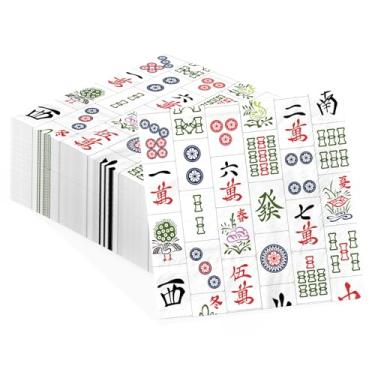 Imagem de 100 peças de guardanapos de coquetel de papel Mah-jong 3 camadas Mah Jong toalhas de mão absorventes descartáveis Mah-jongg guardanapos de convidados para encontros casuais chineses noites de jogo