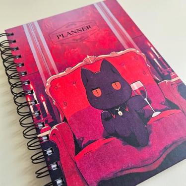 Imagem de Planner Semanal 2026 Agenda Permanente Bullet Journal Notas Wire-O Espiral Gato Vampicat A5 (Vampicat poltrona - Datado: 2026)