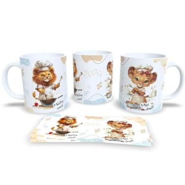 Imagem de Caneca de Cerâmica com Leão Roqueiro, Design Musical Divertido em Branco, Decorada com Ilustração de Violão, O Rock Star da Família (18810)