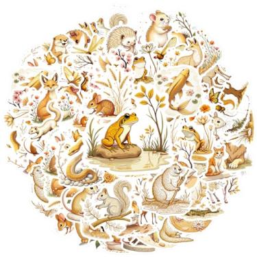 Imagem de 70 peças, animais, natureza, floresta, adesivos de animais, urso para laptop, bagagem, álbum de recortes, diário, adesivo, mala, celular, bagagem, laptop, guitarra, carro, brinquedos