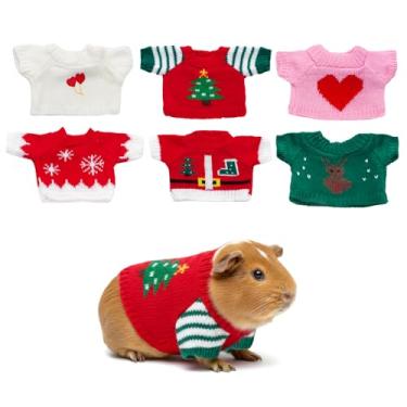 Imagem de choyaxo Roupas de Natal de porquinho-da-índia para hamster, roupas de malha para animais pequenos, roupas de inverno e dia dos namorados (tamanho único, 6, contagem)