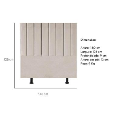 Imagem de Cabeceira Estofada De Cama Casal Box 140 Cm Mavie Linho bege