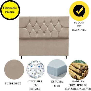 Imagem de Cabeceira Cama Box Estofada Casal 140 Cm Geovana Suede Bege
