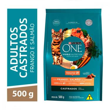 Imagem de Ração Purina One Gatos Adultos Castrados Frango e Salmão 500g