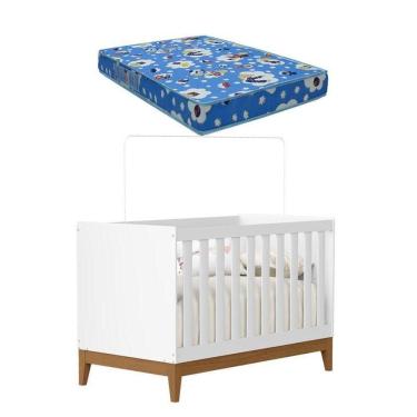 Imagem de Berço Americano Flip Branco Acetinado Com Colchão Ortobom- Reller