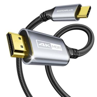 Imagem de SWITCHFLUX Cabo USB C para HDMI de 3 m | plugues banhados a ouro 4K | Cabo de alta velocidade tipo C macho para HDMI macho, Thunderbolt 3/4, compatível com iPhone 15 Series, MacBook, iMac, iPad Pro,