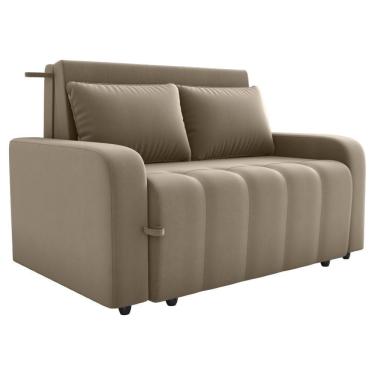 Imagem de Sofa Cama 2 Lugares 138 Cm Amora Veludo Maserati Milani Store Marrom Claro