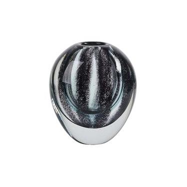 Imagem de Vaso murano em vidro L'Hermitage Espiral 12,5x8,5x14cm azul turquesa