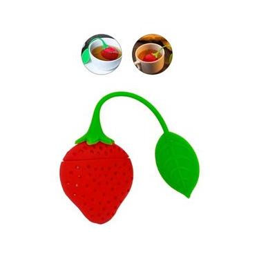 Imagem de Infusor de Chá Ervas Silicone Lavável Prático Morango Prana