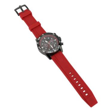 Imagem de Generic Relógio de Quartzo Masculino Multifuncional Pulseira de Silicone Resistente à água Cronógrafo Relógio de Pulso Data Função Luminosa Casual Liga Azul (Preto Vermelho)