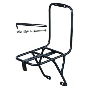 Imagem de harayaa Bagageiro dianteiro para bicicleta, suporte para alforjes, equipamento prático para ciclismo, substituto para bagageiro com alta capacidade de carga, Preto