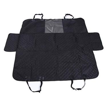 Imagem de CUOFYUNL Rede de separação de bordado de costura preta Costas do carro Almofada impermeável para animais de estimação Almofada para tapete de cachorro