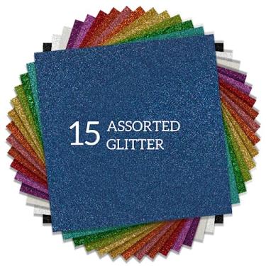 Imagem de Mistura de Vinil de Transferência de Calor de Metal e Fosco Premium 15 Cores Sortidas Pacote de HTV para Camisetas Chapéus - Teflon Incluído