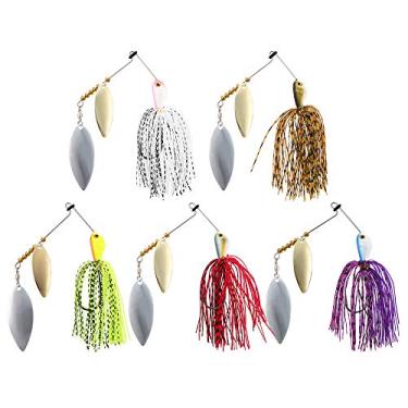 Imagem de 5 Peças Kits de Iscas Rígidas Spinner Baits Spinnerbaits Isca Jig com Anzol Barbatana para Água Salgada e Doce Acessório