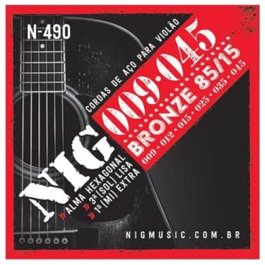 Imagem de Encordoamento Cordas De Aço Violão Nig 09 045 Bronze N490