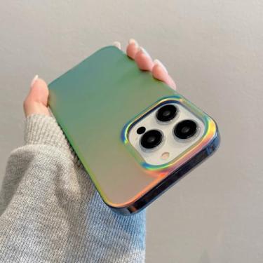 Imagem de Capa protetora fosca iridescente neon rosa verde que muda de cor para iPhone 16 15 13 14 Pro MAX, fina e fofa, preta, para iPhone 15 Pro