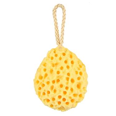 Imagem de Esponja de banho macia amarela para chuveiro espuma esfoliante corporal para limpeza suave e esfoliação