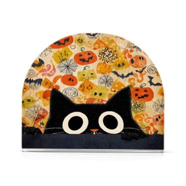 Imagem de JUZIHAI Suporte de guardanapo de gato preto para mesa dispensador de guardanapo de acrílico para mesa suporte de lenços independente para cozinha sala de jantar bar festa decoração de casa