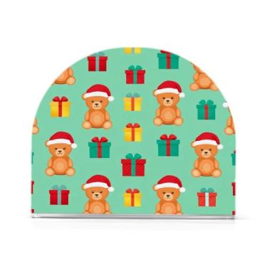 Imagem de JUZIHAI Porta-guardanapos para mesa, chapéus de pelúcia de Natal, dispensador de guardanapo de acrílico, suporte de lenços independente de mesa para cozinha, jantar, bar, festa, decoração de casa