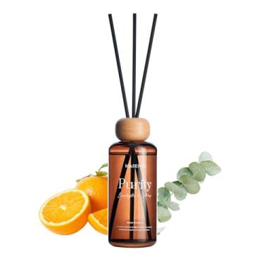 Imagem de M&SENSE Difusor de palheta cítrica de eucalipto: fórmula atualizada conjunto de aroma não tóxico de 186 ml com bastões, óleo essencial natural de longa duração, presentes para casa, quarto, decoração
