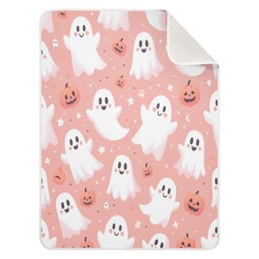 Imagem de Qilmy Lindo cobertor de bebê elemento de Halloween 76 x 101 cm, cobertor infantil de algodão macio para meninos e meninas, cobertor leve e quente para bebês de berço, carrinho de bebê, soneca