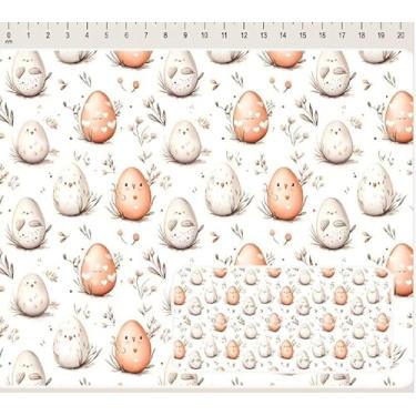 Imagem de Tecido Tricoline Digital Coleção Little Bunnies Ovos 50 x 150 cm